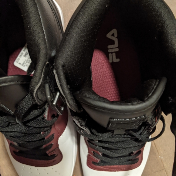 ? FILA VULC 13 MID PLUS BLACK BURGUNDY CLASSIC HIGH TOP SNEAKERS x 2 main image 4